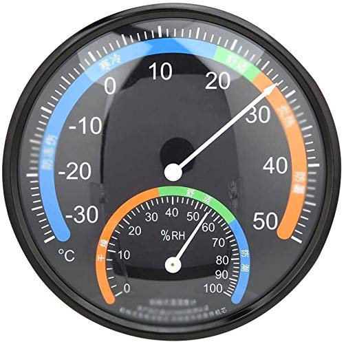 IUBGFTO Hochwertiges großes Wandthermometer-Hygrometer für drinnen und draußen, für Terrasse, Pool, Küche, Wand und Zimmer, dekorativ (schwarz)