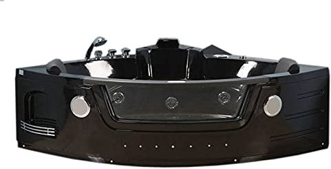 Baignoire Balnèo Baignoire d'angle 2 places noir 140 x 140 cm - Majestic