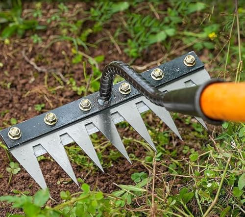 2025 Rateau De DéSherbage 5/6/7/8 Dents, Rateau De DéSherbage Durable pour Terre Et Pelouse (6 Dents)