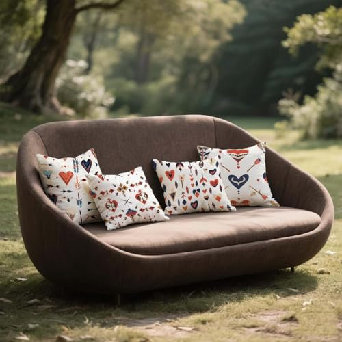 Outdoor Kissen Wetterfest Creme Kissenbezug 30x30cm Sofakissen Indien Dekokissen 4er Set Kissenhüllen Leinen Doppelseitiger Druck Quadratische Pillow Case für Terrasse Garten Balkon Deko Gifts ll105