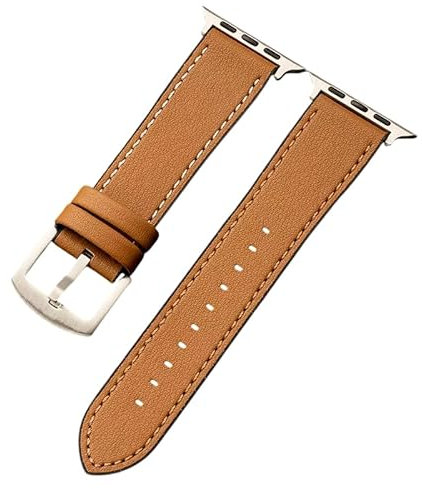 Bracelet compatible Apple Watch Cuir Véritable pour iWatch 49mm 46mm 45mm 44mm 42mm Ultra Bracelets de Remplacement Hommes (Marron Clair, 42mm/44mm/45mm/49mm)