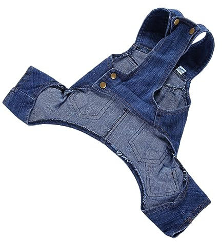 PartyKindom Jeans Con Salopette Per Cani Piccoli Xxl Abbigliamento Pet in Denim Confortevole Pantaloni Con Chiusura Bottoni Per Passeggiate Jogging e Foto All Aperto