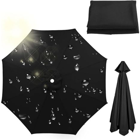 Paraguas de Repuesto de 8 Varillas y 4 m, Impermeable, con protección UV(Black)