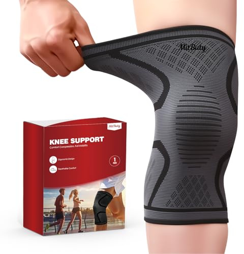MitButy Knee Support for Women & Men, 2-Pack Knee Brace for Running, Workout, Compression Sleeve for Fitness, Sports & Workout –Knee Sleeve for Basketball & Hiking or Daily Activities (M: 17–19)