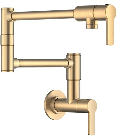 Kraus Oletto Pot Filler Faucet with Retractable Arm, Wall Mount Kitchen Faucet, Pot Filler for Stove in Spot-Free Brushed Brass, KPF-5001SFBB