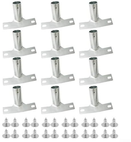 Metal Broom Brush Handle Bracket, 3 Screw Holes Heavy Duty Broom Handle Bracket to Support Fixed Push Broom Handles (23.5mm Diameter)(12pcs)