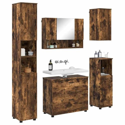 vidaXL Bathroom Furniture Set 5 pcs Smoked oak 30 x 35 x 192 cm,