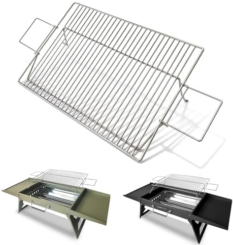 Charmline Stainless Steel Grill Grate Replacement, Lift-Up BBQ Cooking Grid with Handles, Suitable for Charmline Portable Charcoal Grill, Ideal for Meat, Steak & Outdoor Camping (47 x 34 cm)
