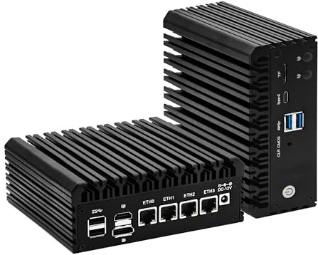 CWWK Mini PC Firewall, 4 x 2.5GbE LAN, N6005 CPU, Fanless Mini Computer, OPNsense Micro Appliance Hardware, Barebone NO RAM Or SSD, 2 x M.2, USB-C, SATA, TF, HD, DP, AES-NI