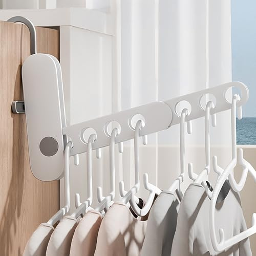 2 Pcs Percha Plegable Puerta con 7 Agujeros, Colgador de Puerta para Ropa Sin Taladrar, Ahorra Espacio Perchero Puerta Plegables para Dormitorio, Baño, Balcón, Apartamentos y Viajes