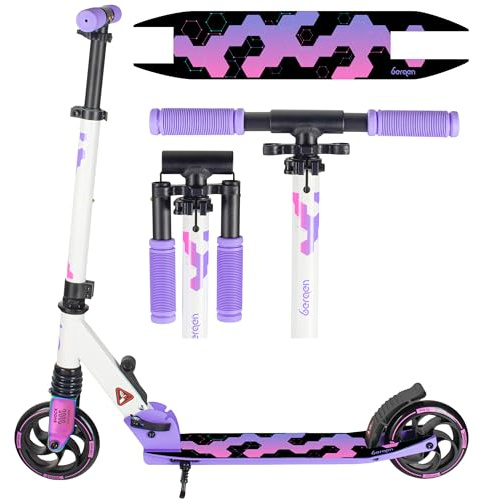 Bergen City Scooter Tretroller Sonic - klappbar, Aluminium, 145 mm PU-Räder, Stoßdämpfer, Hinterradbremse, 3-Fach höhenverstellbar, ab 5 Jahren, leicht, Ersatz-Deckfolie