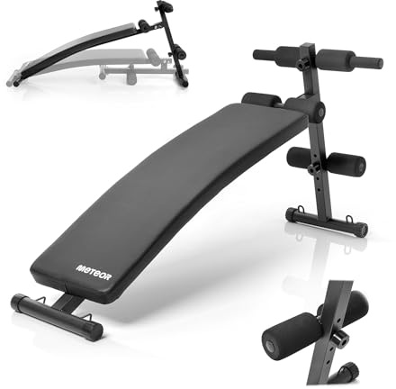 meteor Sit Up Bank klappbar Bauchtrainer Schrägbank Fitnessbank für Zuhause verstellbar platzsparend ideal für kleine Wohnungen Trainingsbank negativ Beinfixierung