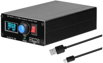 Mini sintonizador de antena automático de 1,8-55MHz pantalla OLED de 0,91 pulgadas carcasa de aleación de aluminio con batería de 1500MAh