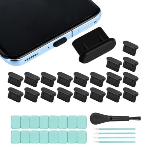 KUTKE 41 Pcs USB Type C Silicone Dust Plugs and speaker cleaning kits | usb c dust plug with Cleaning brushSilicone Type-C charger protector Compatible with iPhone 17/16/15/All USB C-Port Devices