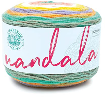 Lion Brand Yarn, Mandala DK Lightweight Yarn for Knitting, Crochet, and Crafts, Pixie, 1 Pack, Self-Striping Acrylic Fiber for Baby Blankets, Multicolor Shawls and Variegated Cardigans | Variegated Light DK 100% Acrylic Knit & Crochet Fiber, Baby Projects, Blankets, Colorful Cloths, Self-Striping Shawls