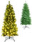 GYMAX 4.5FT/5FT/6FT/6.5FT/7.5FT Pre-Lit Green Christmas Tree, Premium Hinged Artificial Pencil Tree with Warm White LED Lights, Xmas Traditional Decoration for Home, Office, School and Shop(5FT)