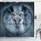 ABAKUHAUS Horror Haus Duschvorhang, Teufel Traum Scary, Stoffliches Gewebe Badezimmerdekorationsset mit Haken, 175 x 200 cm, Blau