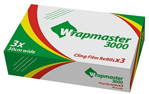 We Can Source It Ltd - Wrapmaster 3000 Cling Film – 30cm x 300m, 3 Rolls – Premium Kitchen Wrap for Professional Catering, Food Preservation, and Freezing – Compatible with Wrapmaster Dispensers