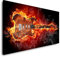 brennende Gitarre 120x 60cm Panorama Leinwand Bild XXL Format Wandbilder Wohnzimmer Wohnung Deko Kunstdrucke
