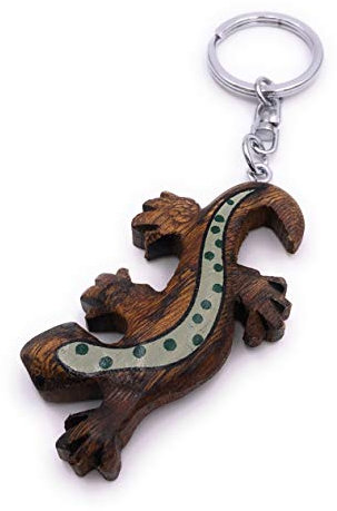 H-Customs Eidechse Echse Gecko Holz Edel Handmade Schlüsselanhänger Anhänger