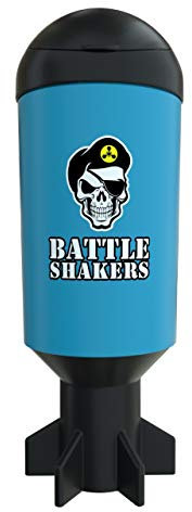 Battle Shakers Mortar Shaker Cup | 20 Oz Leak-Proof Shaker Bottle | Protein Cup with Storage Compartment | Dishwasher Safe & BPA Free Sports Bottle | Blue/Black