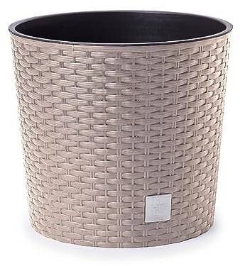 Happy Flower MultiProject Blumentopf Pflanzkübel inkl. Einsatz rund Rattan-Optik 4 Größen 4 Farben Übertöpfe (250, Beige)