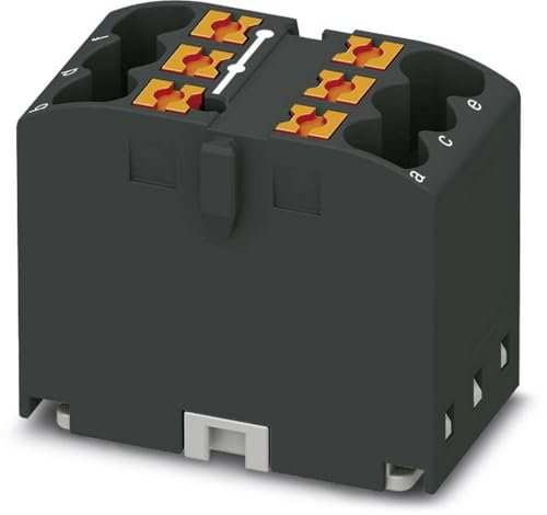 PHOENIX CONTACT PTFIX 6X2,5 BK Verteilerblock, Grundklemme, 450 V, 24 A, Anzahl der Anschlüsse 6, Querschnitt 0,14 mm²-4 mm², AWG: 26-12, Breite 16 mm, Höhe 21,7 mm, Schwarz, 10 Stück