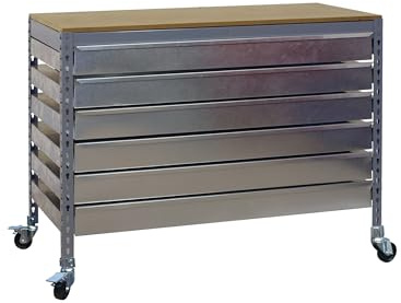 SIMONWORK Werkbank mit Rollen BT5 BOX6 900 Grau/Holz