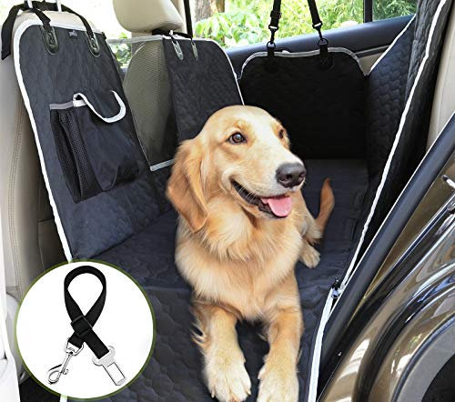 Pecute Housses de Siège d'auto pour Chien, Housse Protection de Siège d'arrière avec Fenêtre de Visualisation, Housse Banquette Imperméable pour Voiture et SUV, en Plaid de Football(146 x 136cm)