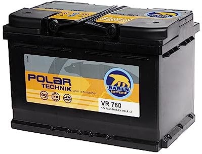 Baren Batteria Auto AGM L3 VR 760 12V 70Ah 760 A, Polar Technik, Adatta per Veicoli con sistema Start&Stop, Estrema Resistenza ai Cicli di Carica e Scarica