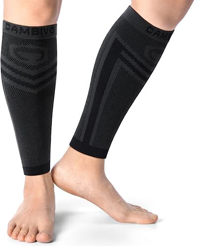 CAMBIVO Calf Compression Sleeve Men and Women, Footless Compression Socks for Calf Support, Shin Splints Support, Running, Sports, Flight, Hiking, Marathon(PAIR)
