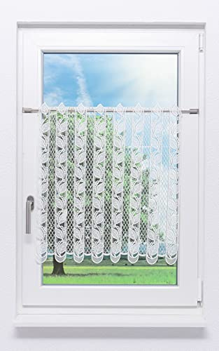 Plauener Spitze Scheibengardine Blättergirlande #1W (Bx H) 84cm * 70cm weiß