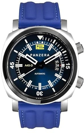 Panzera Aquamarine Pro Diver Infinity Blue Pioneer Automatik Stahl Datum Silikon Saphir Uhr Herren