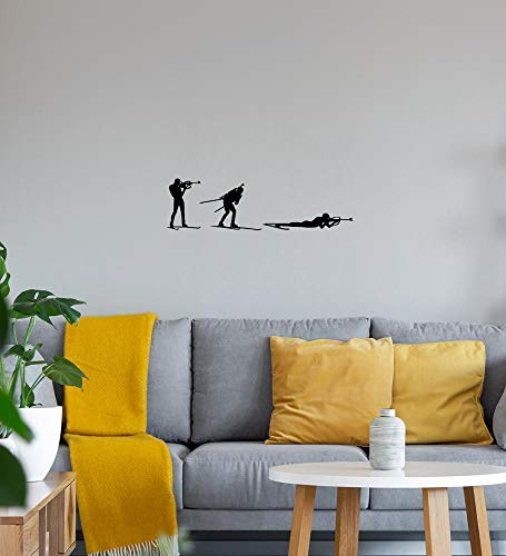 Drei Biathlon Stellungen Wandtattoo Schwarz Aufkleber 40 x 11 cm