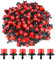 Goteros de Riego, EBANKU 200 Piezas 1/4'' Rociadores de Riego Ajustables de Sistema de Riego por Goteo Boquillas de Nebulización de Riego por Goteo de Micro Flujo para Jardines de Vegetales (Rojo)