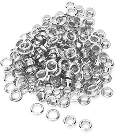 100PCS 6mm Tülle Ösen UnterlegscheibenKit Doppelseitiger Hohlniet Messing für Kleidung Tasche Gürtel Schuh Stoff DIY Sammelalbum Leder(Silber)