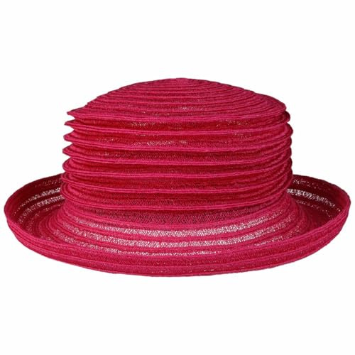 Mayser Belma Falten Strohhut Hanf Boaterhut Packable Handmade Made in EU Damen Sommer pink One Size