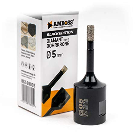 Amboss - Diamant Bohrkrone 5 mm (M14) für Winkelschleifer | Geeignet für Feinsteinzeug, harte Fliesen, Granit etc.