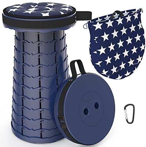 LOCYOP Tragbarer klapphocker mit Kissen,Campinghocker faltbar,teleskophocker Faltbarer für Erwachsene für Wandern, Angeln, Reisen, Grillen Tragfähigkeit 200kg mit Tragetasche(Marineblau)
