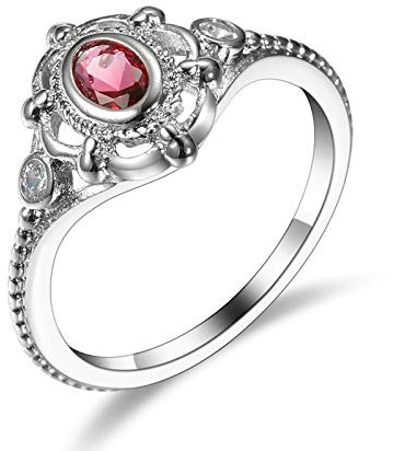 Banemi Ringe Zirkonia, Ringe Hochzeit Frauen Weißvergoldeter Rosenrot Oval Damen Partyschmuck Größe 54 (17.2)