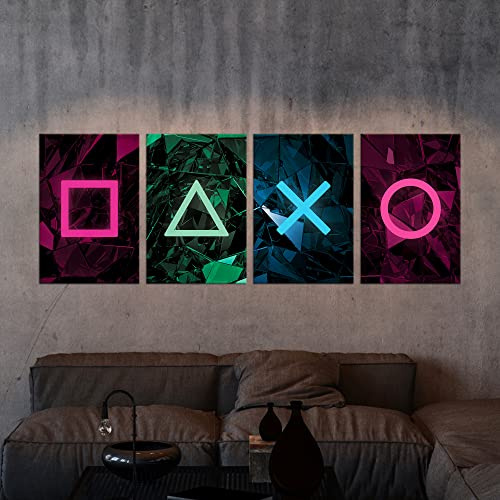 GRAVURZEILE Wandtattoo - Console Gamer Design - Wandaufkleber Wandbild für Konsolen Spieler Spielkonsole Videospiel Button Icon - Gaming Room Decoration - Geschenk für Gamer - Größe ca. 130x60cm