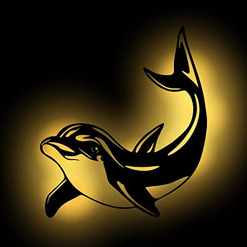 Delfin Led Lampe Nachtlicht Wand Deko - Batteriebetrieb - Farbauswahl - Geschenkidee für Kinder und Erwachsene
