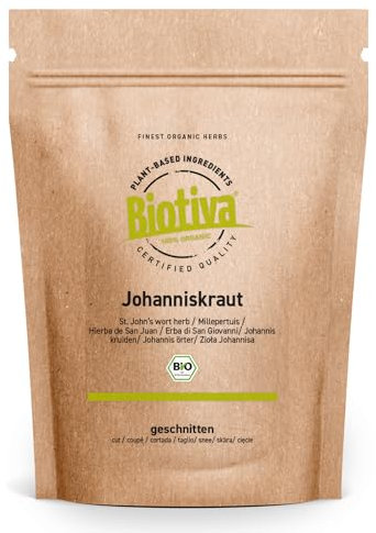 Tisane de Millepertuis Bio 500g (2x250g) - Millepertuis véritable, coupé - Hypericum - embouteillé et contrôlé en Allemagne - Biotiva