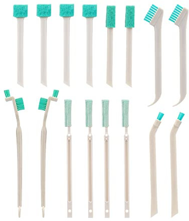 SAVITA 16Pcs Small Household Cleaning Brushes, Tiny Cleaning Brush Set Micro Scrubber 8 in 1 Detail Sponge Cleaning Brush Small Holes Corner Space Keyboard Bottle Tile