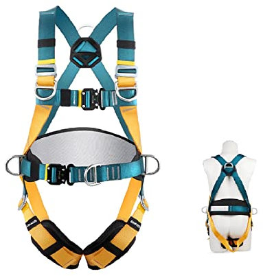 Fallschutzgurt Set,Sicherheitsgurt Absturzsicherung Dachdecker Anschlagpunkt, Klettergurte Zum Befestigen Taille HüFte Schutz GüRtel Dauerhaft Fallschutzgurt Set mit Seil Verbindungsmit