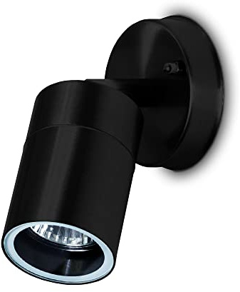 Kwazar Luminaire - Außenlampe Wand, Außenwandleuchten Deckenlampe - Wandleuchte Deckenleuchte Aussen Fassadenleuchte - Strahler Außen max. 35W, GU10 IP44 - Wetterfest Beleuchtung - LILI, Schwarz