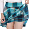 DJT Damen A-Linie hohe Taille dehnbar kariert ausgestellter Mini Skater Rock mit Shorts L Türkis Plaid