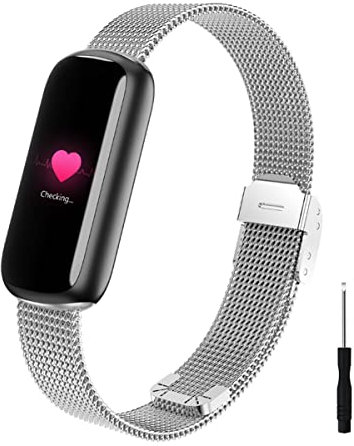 Ersatzarmband für Fitbit Luxe Armband für Damen/Herren, Fitbit Luxe Ersatz Edelstahl Metall Armband Kompatibel mit Fitbit Luxe Armband (Silber)