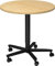 bümö Säulenhubtisch höhenverstellbar, Stehtisch Büro, Bistrotisch rund 80 x 80 cm - Besprechungstisch Ahorn, Stehtisch Holz-Platte, Säule aus Metall in schwarz, Säulentisch, Hochtisch
