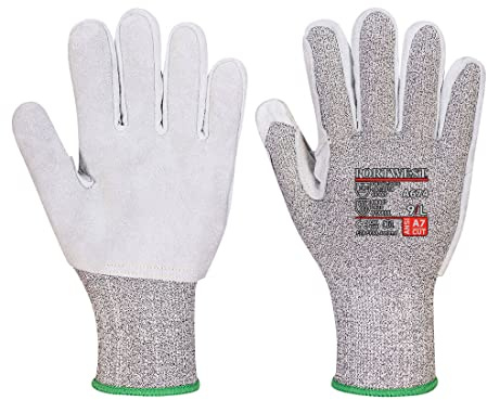 Portwest A674 CS Cut F13 Leather Glove Reflective 13 Gauge | Black, 2X Large, EN ISO 21420 Dexterity 4, CE Certified, EN 407, Short Leg, Nylon Elastane, Construction